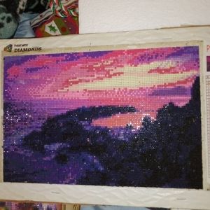 Sunset scene paint with diamonds picture